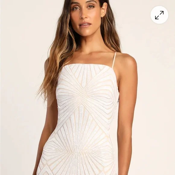 Lulu's Lost In Your Eyes White Sequin Bodycon Mini Dress -NWT - Picture 9 of 9